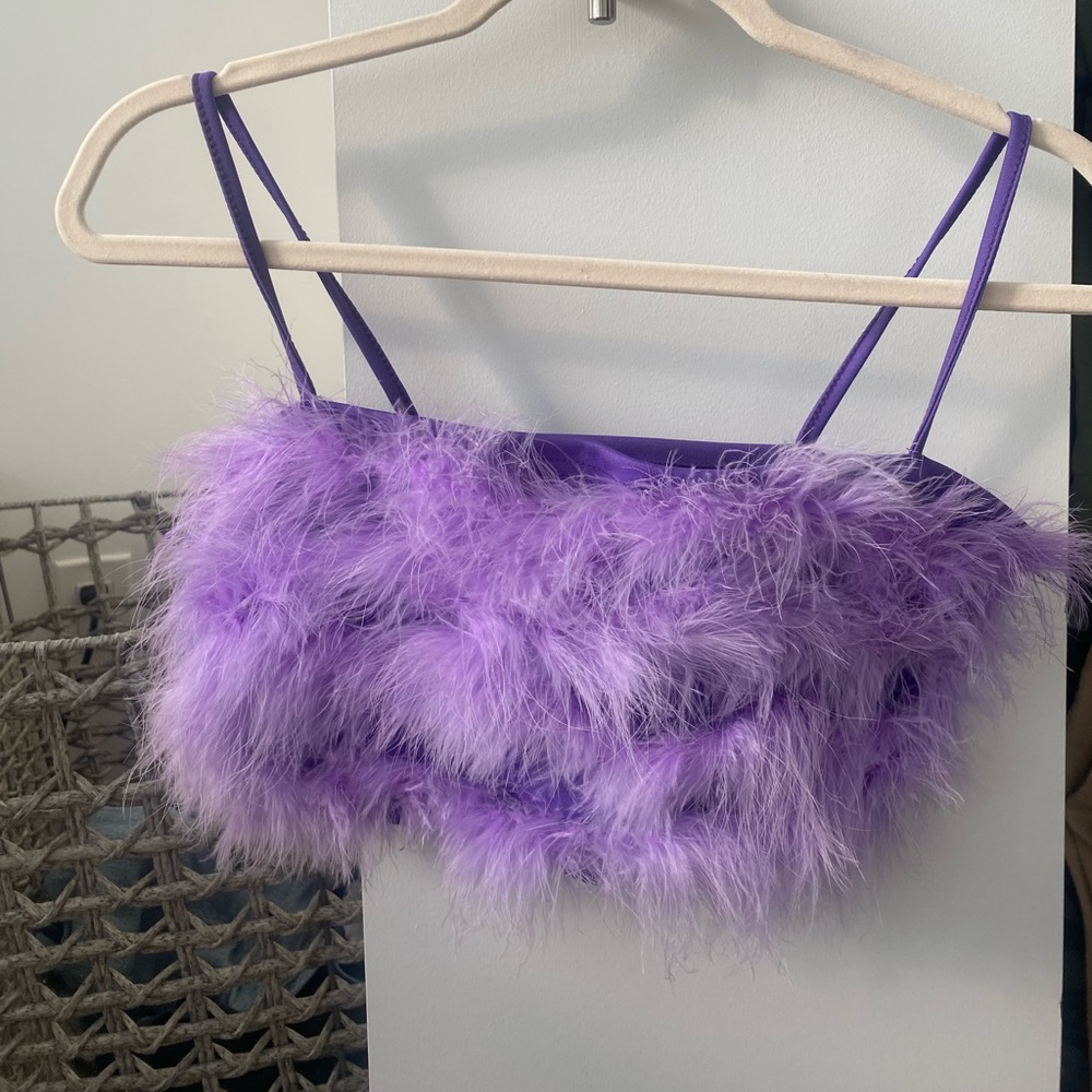Feathered Purple Crop Top